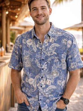 Tommy Bahama Tropical Horizons Los Angeles Dodgers Short Sleeve Shirt Size XXL